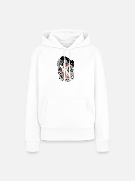 Ornamentales Schwarzweiß Muster - Frauen Premium Bio Hoodie - Weiß