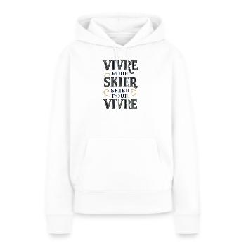 Vivre pour skier, skier pour vivre - Sweat à capuche Premium bio Femme - blanc - Devant - Julia (174cm)