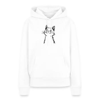 Neugierige Katze – Handgezeichnete Skizze - Frauen Premium Bio Hoodie - Weiß - Vorne - Julia (174cm)