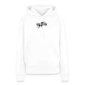 Boomer Explosionschrift - Frauen Premium Bio Hoodie - Weiß - Vorne - Julia (174cm)