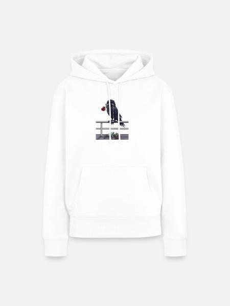 Rabe hat Liebeskummer - Frauen Premium Bio Hoodie - Weiß