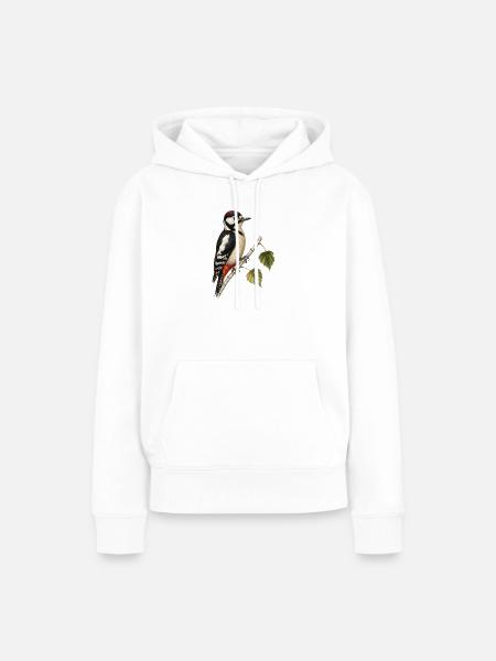 Großer Specht am Ast - Frauen Premium Bio Hoodie - Weiß