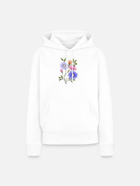 Blumen - Frauen Premium Bio Hoodie - Weiß