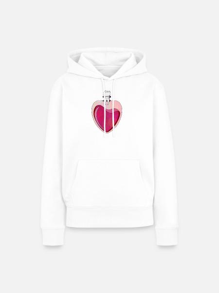 Neon Herz mit Zahndesign - Frauen Premium Bio Hoodie - Weiß