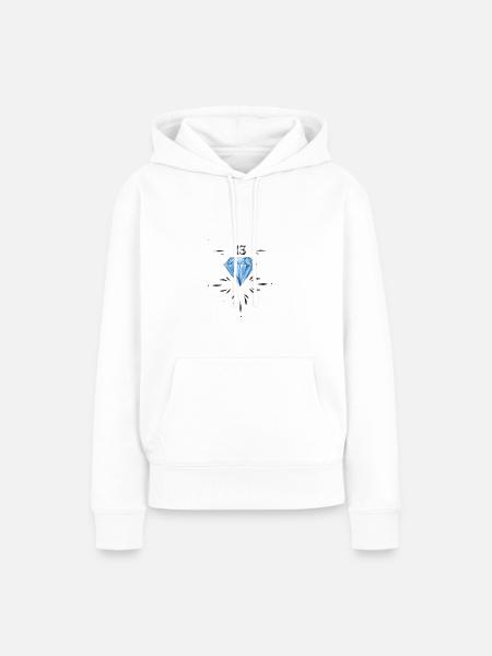Diamant 13 - Frauen Premium Bio Hoodie - Weiß