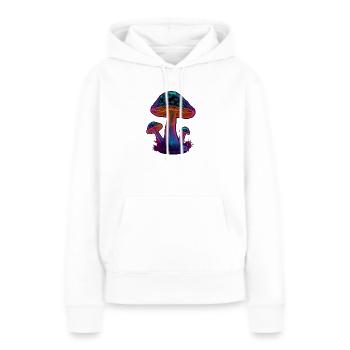Champignons Champignons Art Graphique - Sweat à capuche Premium bio Femme - blanc - Devant - Julia (174cm)