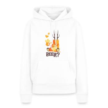 Bier Hirsch Bär Petz Geweih frech betrunken - Frauen Premium Bio Hoodie - Weiß - Vorne - Julia (174cm)