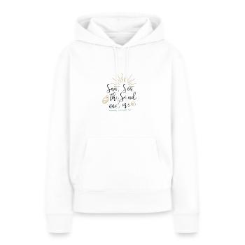 urlaubsreif - Frauen Premium Bio Hoodie - Weiß - Vorne - Julia (174cm)