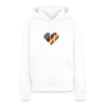Deutschland Pixel Herz - Frauen Premium Bio Hoodie - Weiß - Vorne - Julia (174cm)