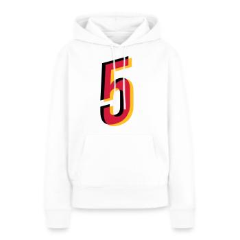 Numéro 5 Allemagne Numéro de maillot Noir Rouge Or - Sweat à capuche Premium bio Femme - blanc - Devant - Julia (174cm)