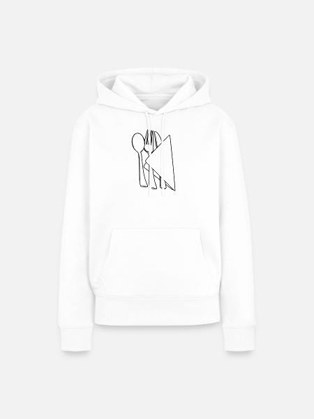 Besteck in Serviette - Frauen Premium Bio Hoodie - Weiß