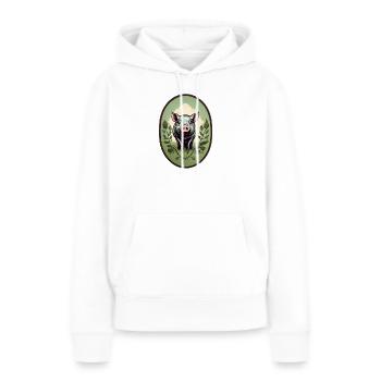 Cochon chanceux - Sweat à capuche Premium bio Femme - blanc - Devant - Julia (174cm)