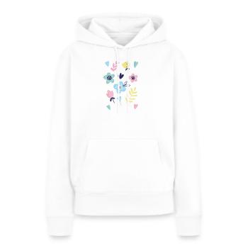 Griffonnages floraux pastel sur noir - Sweat à capuche Premium bio Femme - blanc - Devant - Julia (174cm)
