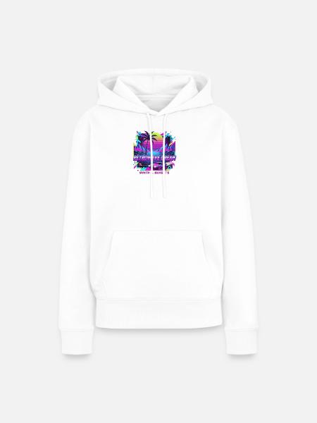 Retrowave Sunset Car Illustration - Frauen Premium Bio Hoodie - Weiß