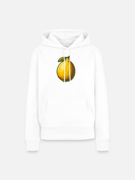 Lebendige Retro-Grafik-Zitrone - Frauen Premium Bio Hoodie - Weiß