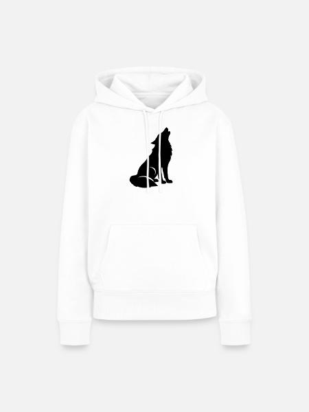 Wolf Silhouette - Frauen Premium Bio Hoodie - Weiß