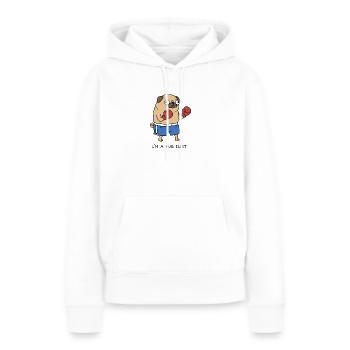 Ich bin ein Boxer, lustiger Boxer, Mopshund, Wortspiel - Frauen Premium Bio Hoodie - Weiß - Vorne - Julia (174cm)