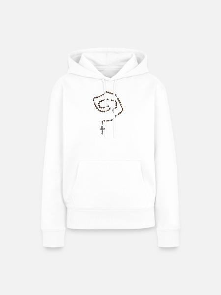 Spiralrosenkranzperlen auf Schwarz - Frauen Premium Bio Hoodie - Weiß