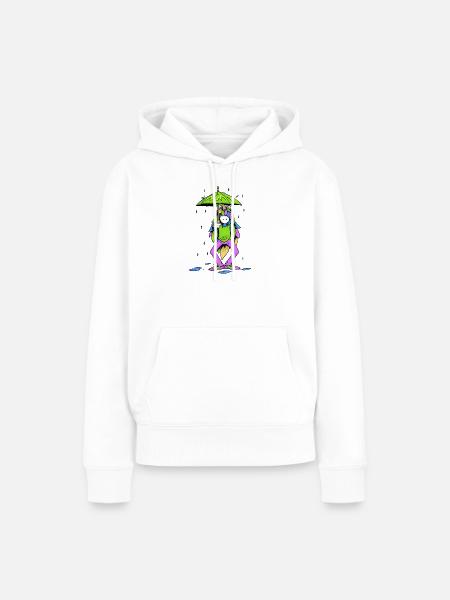 Städtisches Einhorn im Regen - Frauen Premium Bio Hoodie - Weiß