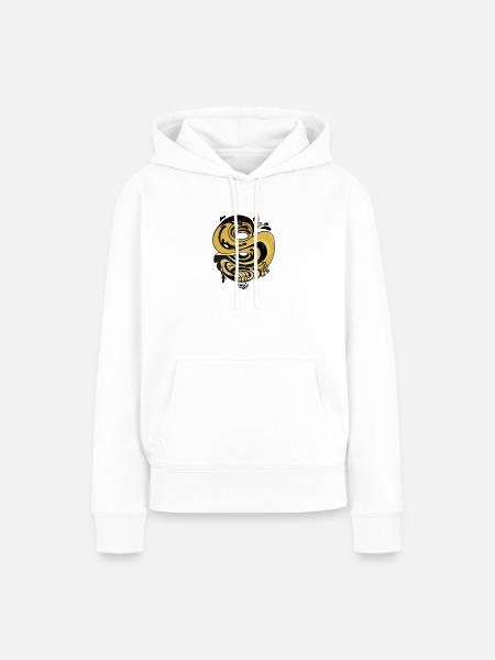 Serpent spiralé doré - Sweat à capuche Premium bio Femme - blanc