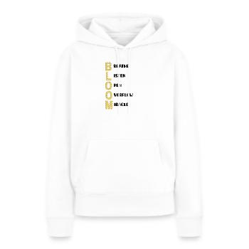 Couleurs du motif vertical BLOOM - Sweat à capuche Premium bio Femme - blanc - Devant - Julia (174cm)