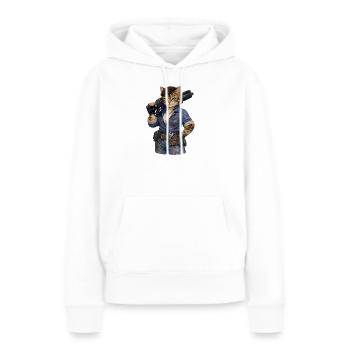 Chatte cyper tachetée Ellen - Sweat à capuche Premium bio Femme - blanc - Devant - Julia (174cm)