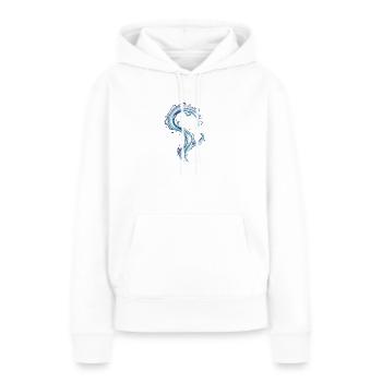 Illustration du point d’interrogation Azure Wave - Sweat à capuche Premium bio Femme - blanc - Devant - Julia (174cm)