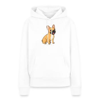 Fröhliche französische Bulldogge im Cartoon-Stil - Frauen Premium Bio Hoodie - Weiß - Vorne - Julia (174cm)