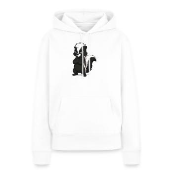 Mascotte moufette confiante - Sweat à capuche Premium bio Femme - blanc - Devant - Julia (174cm)