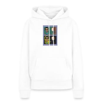 Une nouvelle en deux illustrations - Sweat à capuche Premium bio Femme - blanc - Devant - Julia (174cm)