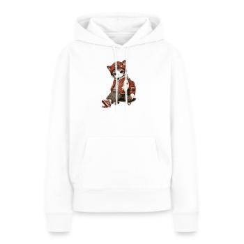 MIKO-Katze in Streetwear und Skateboarding - Frauen Premium Bio Hoodie - Weiß - Vorne - Julia (174cm)