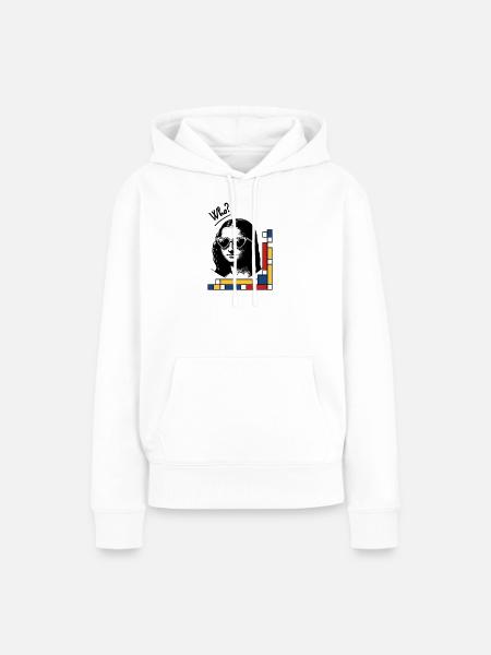 Mona Lisa mit Mondrian-Brille - Frauen Premium Bio Hoodie - Weiß
