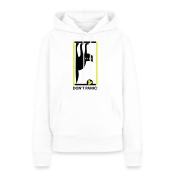DON'T PANIC - Frauen Premium Bio Hoodie - Weiß - Vorne - Julia (174cm)