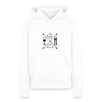 Restaurant - Sweat à capuche Premium bio Femme - blanc - Devant - Julia (174cm)