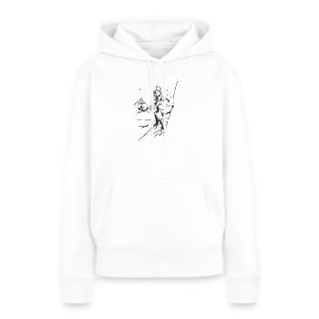 Ascension sur falaise — silhouette graphique - Sweat à capuche Premium bio Femme - blanc - Devant - Julia (174cm)