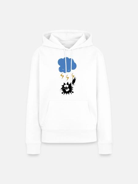 CAT STRUCK BY LIGHTNING - Frauen Premium Bio Hoodie - Weiß