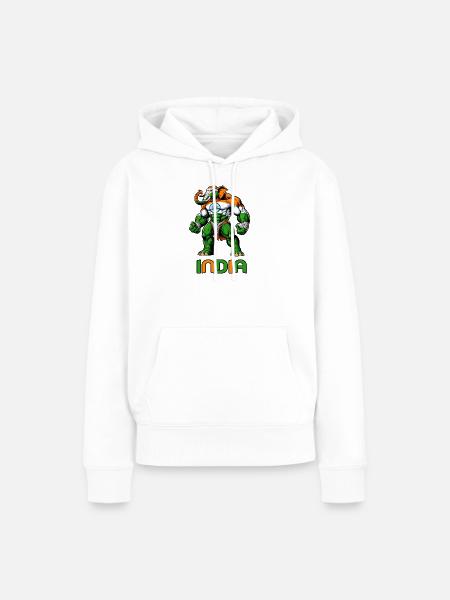 Indien Elefant Flaggen Design - Frauen Premium Bio Hoodie - Weiß