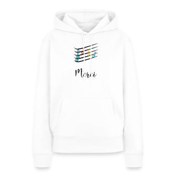 MAÎTRESSE. MAITRE. MERCI. MERCI MAÎTRESSE - Sweat à capuche Premium bio Femme - blanc - Devant - Julia (174cm)