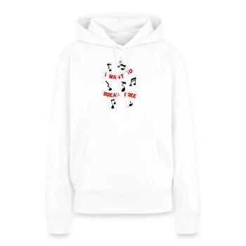 Valse Noten Liberté rouge - Sweat à capuche Premium bio Femme - blanc - Devant - Julia (174cm)