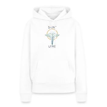 Saint Luc : Assistance médicale - Sweat à capuche Premium bio Femme - blanc - Devant - Julia (174cm)