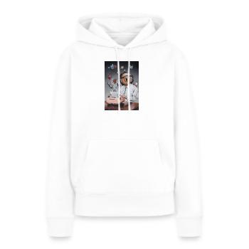Isaac der Bot - Frauen Premium Bio Hoodie - Weiß - Vorne - Julia (174cm)