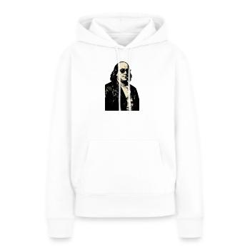 Benjamin Franklin avec portrait de rebelle cigarette - Sweat à capuche Premium bio Femme - blanc - Devant - Julia (174cm)