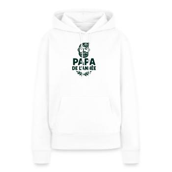 Papa de l'année - Fête des Pères - Sweat à capuche Premium bio Femme - blanc - Devant - Julia (174cm)