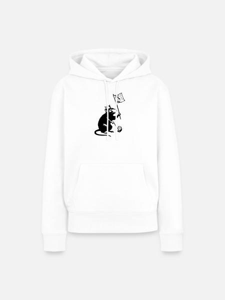 Ratte mit Fahne - Frauen Premium Bio Hoodie - Weiß