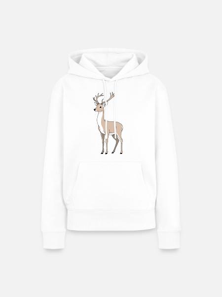 Hirsch mit elegantem Geweih - Frauen Premium Bio Hoodie - Weiß