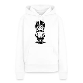 Sticker Enfant Hoodie Apathie Noir et Blanc - Sweat à capuche Premium bio Femme - blanc - Devant - Julia (174cm)