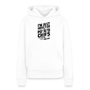 Je suis juste là pour les chips - Sweat à capuche Premium bio Femme - blanc - Devant - Julia (174cm)