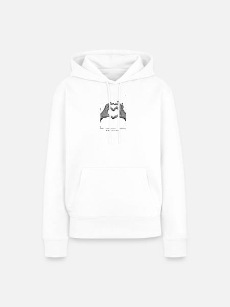 Schwarzweiß Herzhand – Dark Valentine - Frauen Premium Bio Hoodie - Weiß