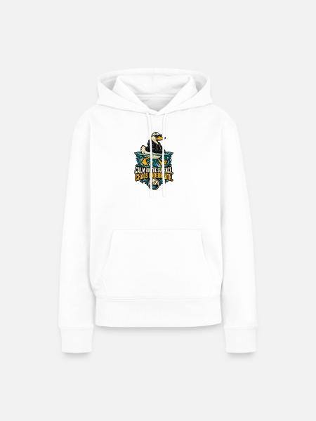 RobVibe Wildclub – Ruhige Oberflächenente - Frauen Premium Bio Hoodie - Weiß