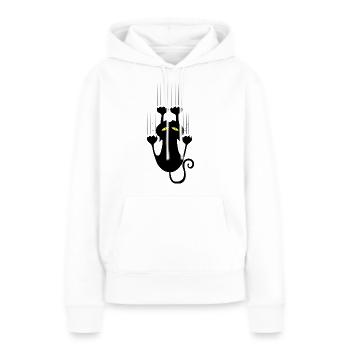 Schwarze Katze krallt sich fest Katzenliebhaber - Frauen Premium Bio Hoodie - Weiß - Vorne - Julia (174cm)